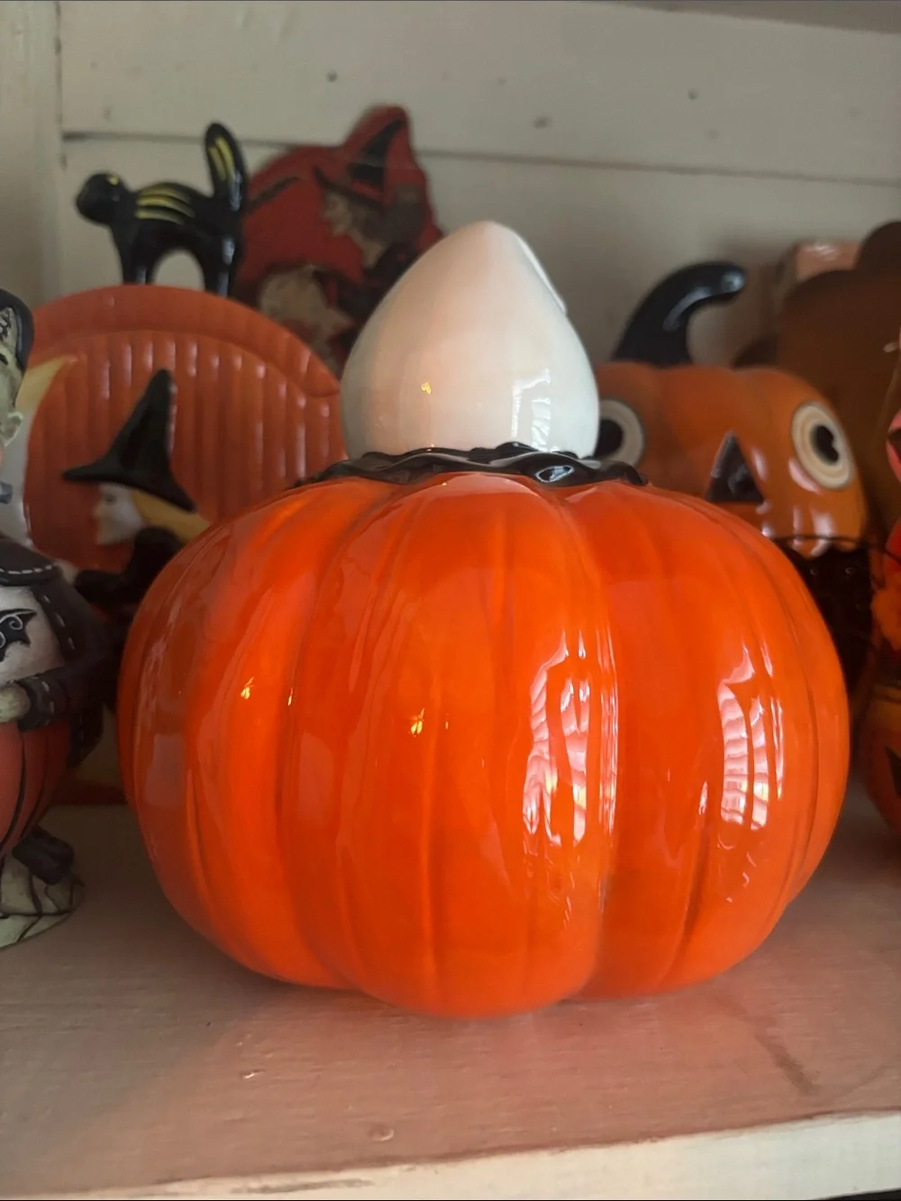Johanna Parker Ceramic Halloween pumpkin candy bowl